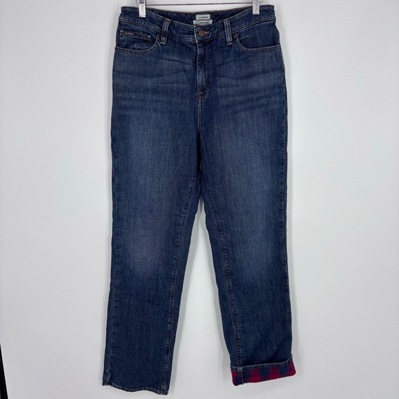 L.L. Bean Denim - L.L. Bean Classic Fit Flannel Lined Straight Leg Jeans Womens 10 Reg Dark Wash